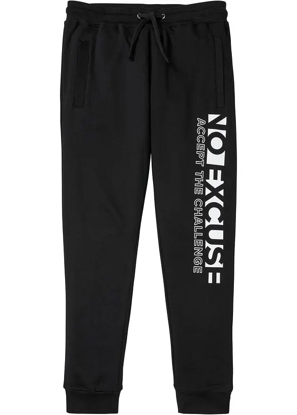 Jogginghose aus reiner Baumwolle in schwarz von vorne - bonprix
