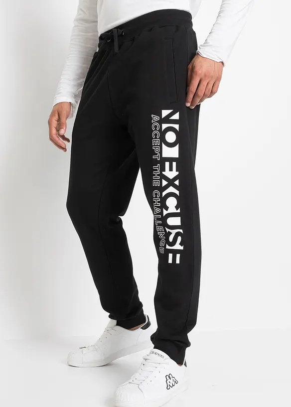 Jogginghose aus reiner Baumwolle in schwarz von vorne - bonprix