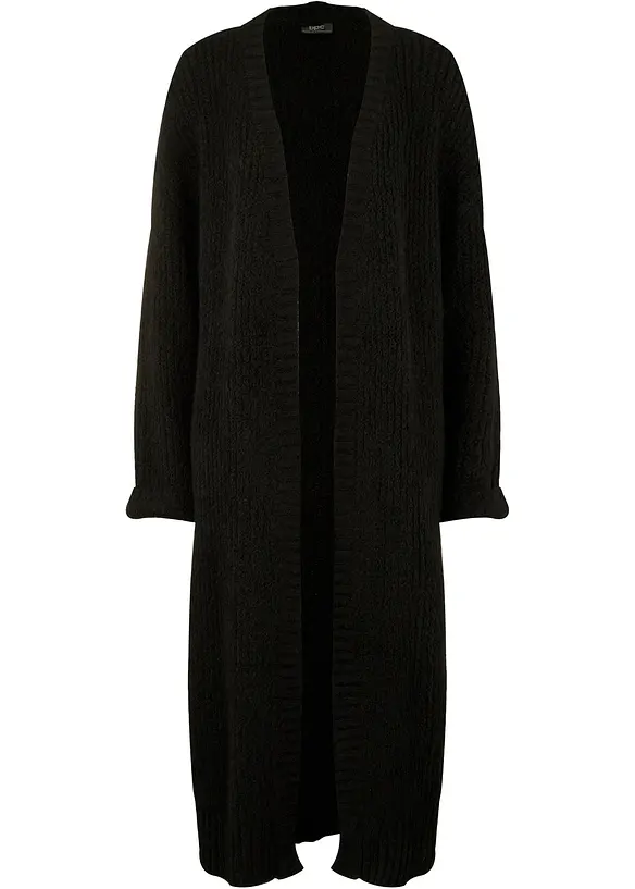 Lange Strickjacke in schwarz von vorne - bonprix