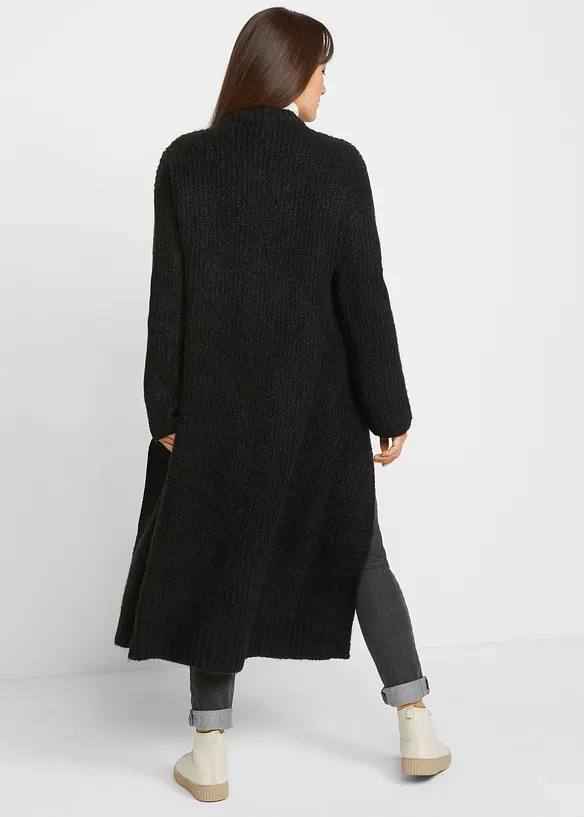 Lange Strickjacke in schwarz von hinten (im Anschnitt) - bonprix