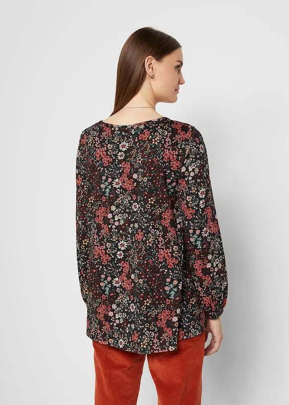 Bedruckte Shirt-Tunika aus Baumwolle in schwarz von hinten (im Anschnitt) - bonprix