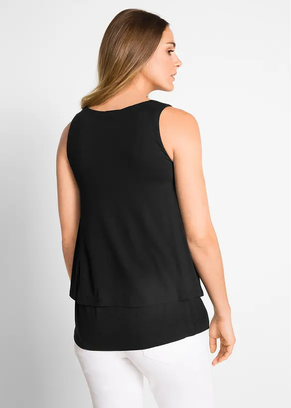 Doppellagiges Top aus Viskose in schwarz von hinten (im Anschnitt) - bonprix