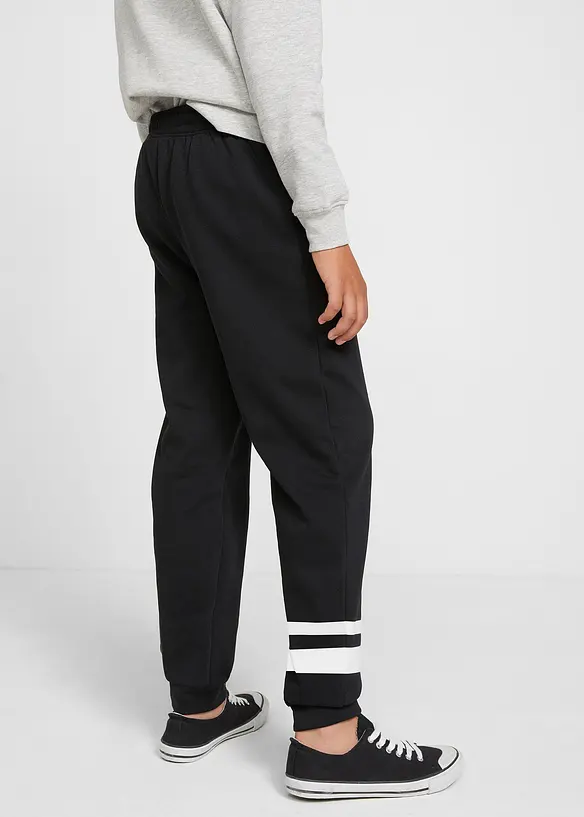 Jogginghose aus weichem Baumwoll-Mix (2er Pack) in schwarz von hinten - bonprix