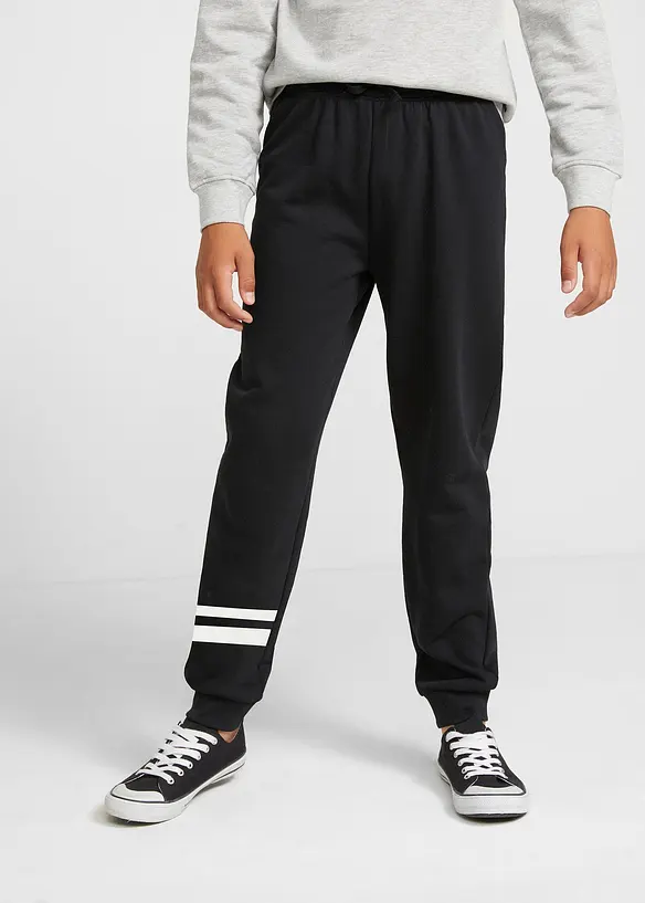 Jogginghose aus weichem Baumwoll-Mix (2er Pack) in schwarz von vorne - bonprix
