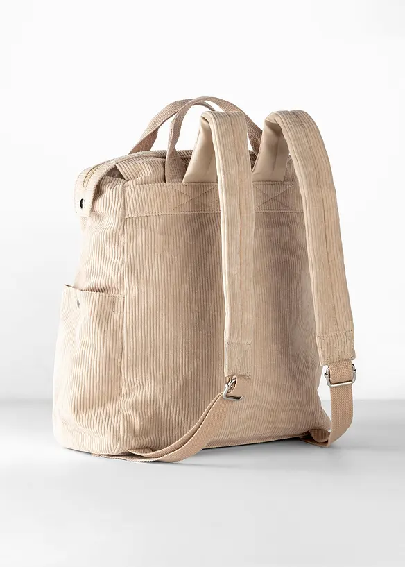 Rucksack in Cordoptik in beige von hinten - bonprix