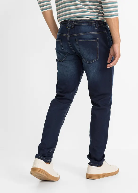 Regular-Fit Jeans-Jogger mit Dehnbund, Tapered in blau von hinten - bonprix