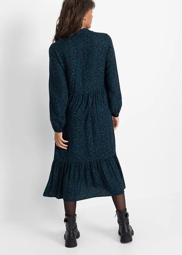 Midikleid aus Viskose in petrol von hinten (Totalaufnahme) - bonprix