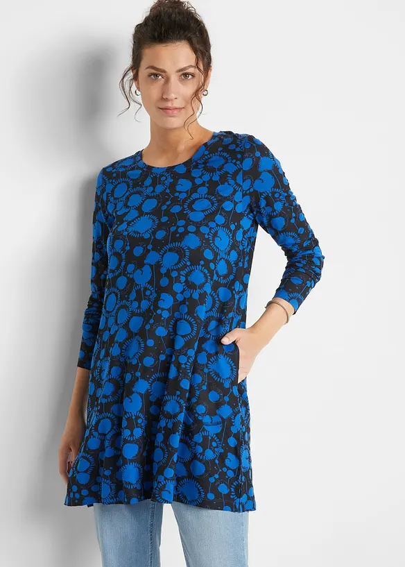 Longshirt aus Viskose-Mix in blau von vorne (im Anschnitt) - bonprix