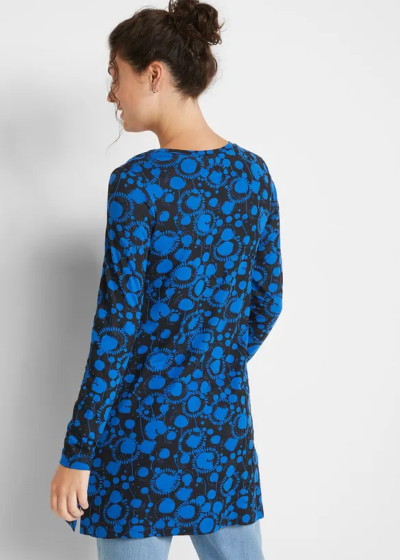Longshirt aus Viskose-Mix in blau von hinten (im Anschnitt) - bonprix