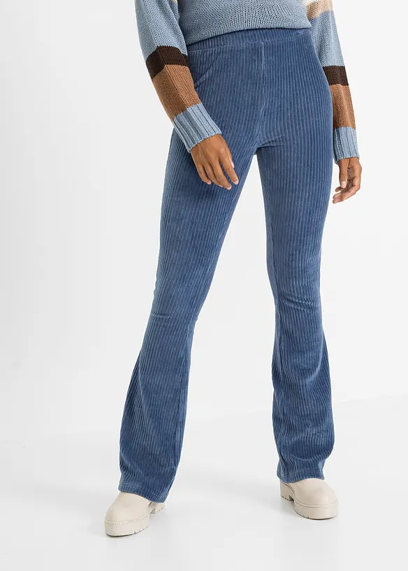 Ausgestellte Leggings in Cordoptik in blau von vorne - bonprix Ausgestellte Leggings in Cordoptik in blau von vorne - bonprix