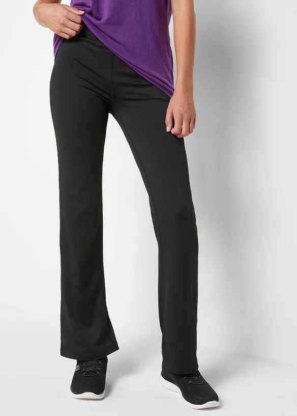 Ausgestellte Thermo Sport-Leggings, schnelltrocknend in schwarz von vorne - bonprix