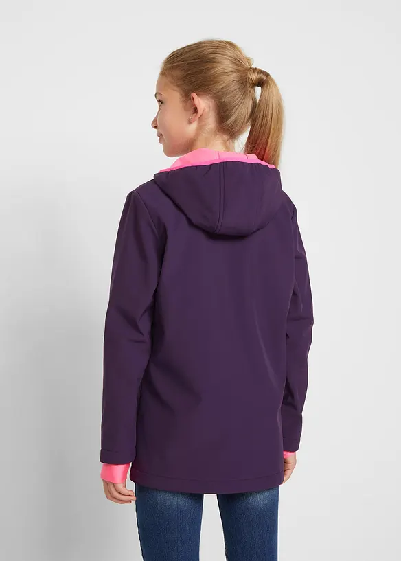 Softshelljacke mit Kapuze, wasserabweisend in lila von hinten (im Anschnitt) - bonprix