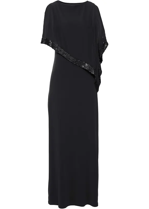Jerseykleid mit Pailletten in schwarz von vorne - bonprix Jerseykleid mit Pailletten in schwarz von vorne - bonprix