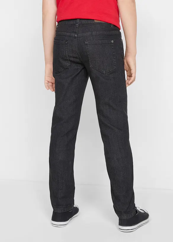 Slim Fit Stretch-Jeans mit verstellbarem Bund, Straight in schwarz von hinten - bonprix