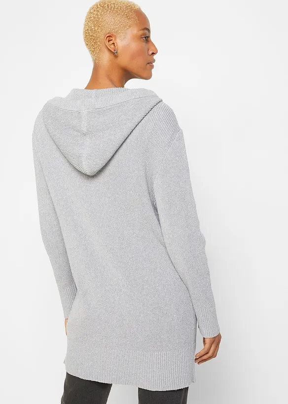 Strickmantel in grau von hinten (im Anschnitt) - bonprix