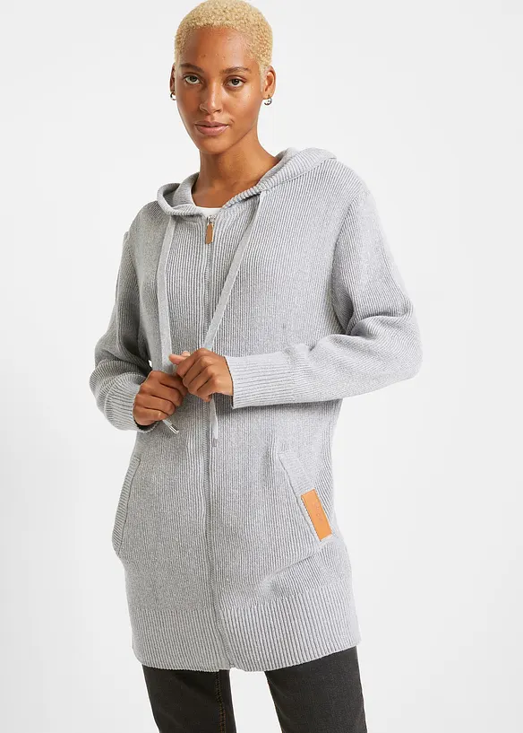 Strickmantel in grau von vorne (im Anschnitt) - bonprix