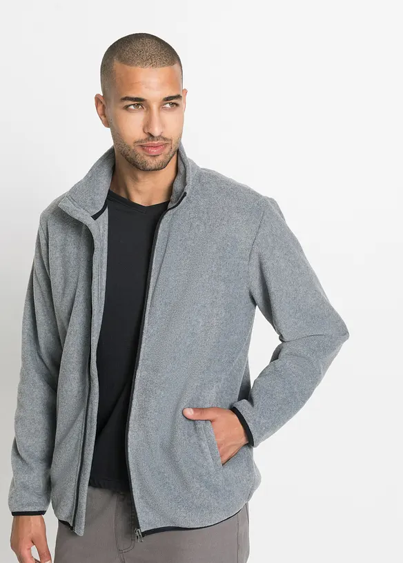 Fleecejacke (2er Pack) in schwarz von vorne (im Anschnitt) - bonprix
