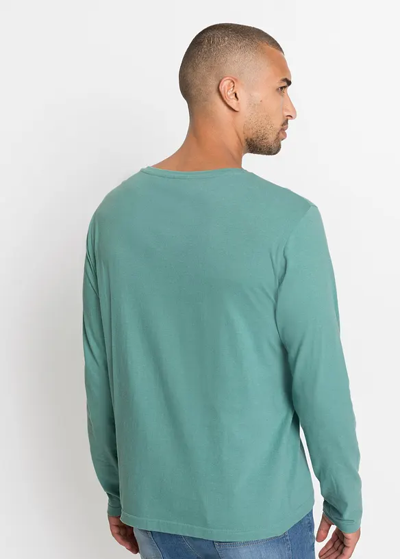 Langarmshirt (3er Pack) in grün von hinten (im Anschnitt) - bonprix