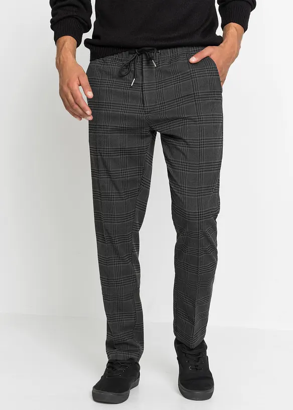 Hose in Wolloptik mit Bequembund, Regular-Fit in grau von vorne - bonprix