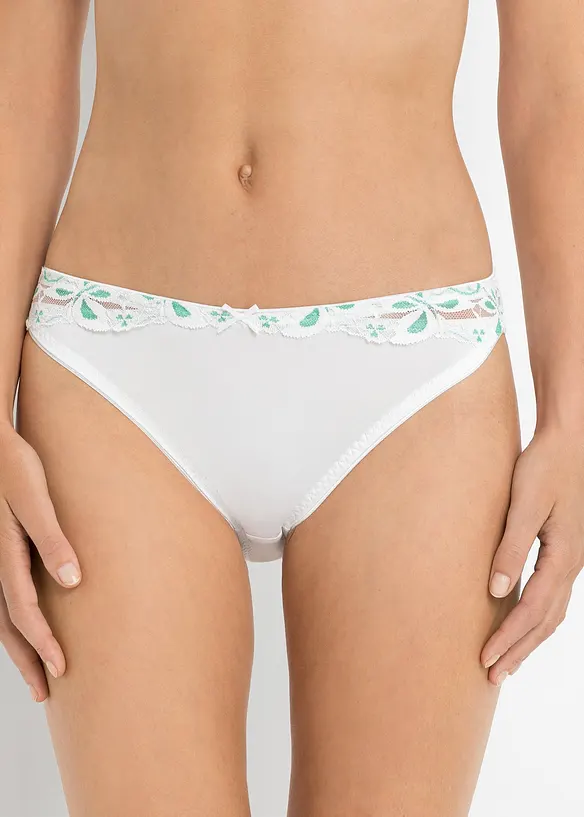 Slip mit Spitze (3er Pack) in weiß von vorne - bonprix