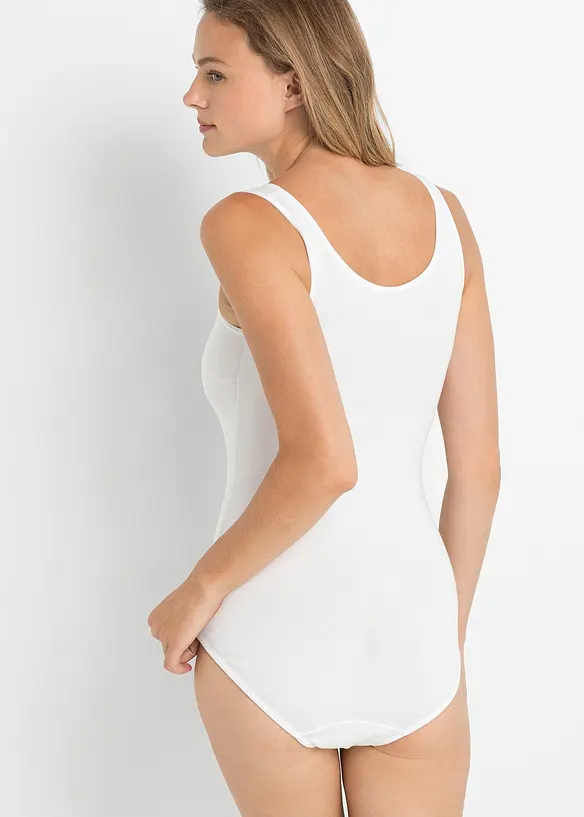 Body ohne Bügel mit Baumwolle in weiß von hinten (Totalaufnahme) - bonprix