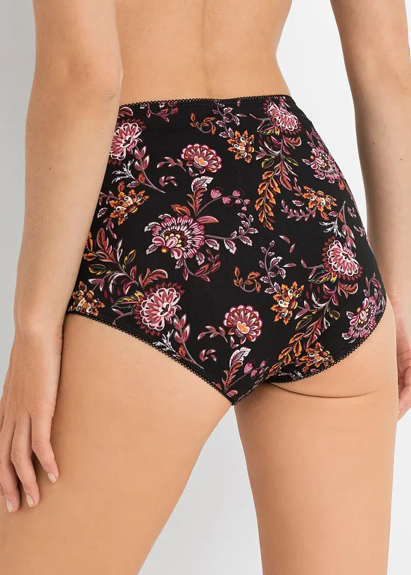 Highwaist Slip mit Baumwolle (4er Pack) in schwarz von hinten - bonprix