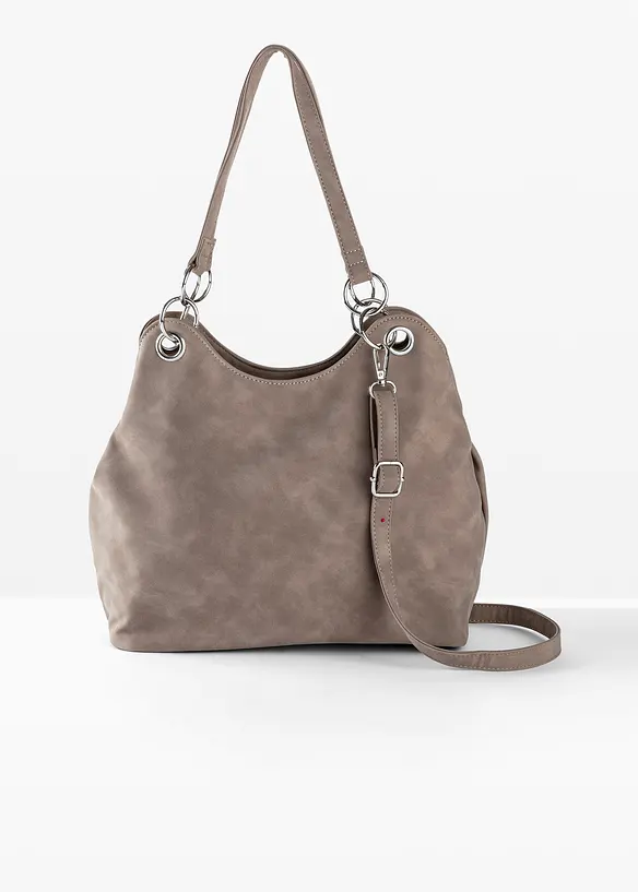 Handtasche in Velourslederoptik in braun von vorne - bonprix