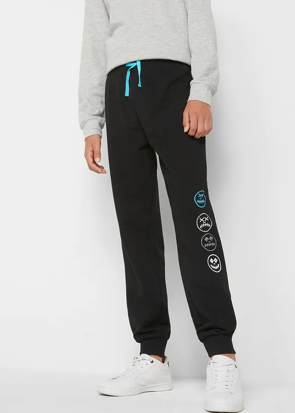 Jogginghose aus weichem Baumwoll-Mix in schwarz von vorne - bonprix