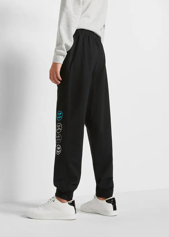 Jogginghose aus weichem Baumwoll-Mix in schwarz von hinten - bonprix