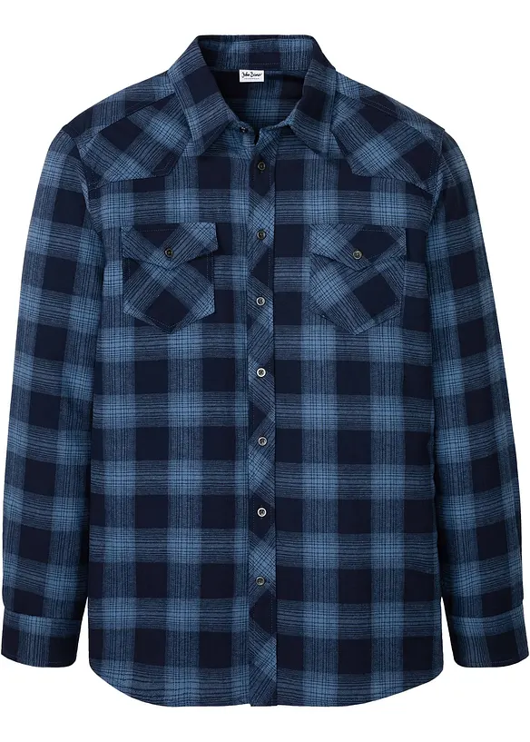 Flanellhemd aus reiner Baumwolle in blau von vorne - bonprix