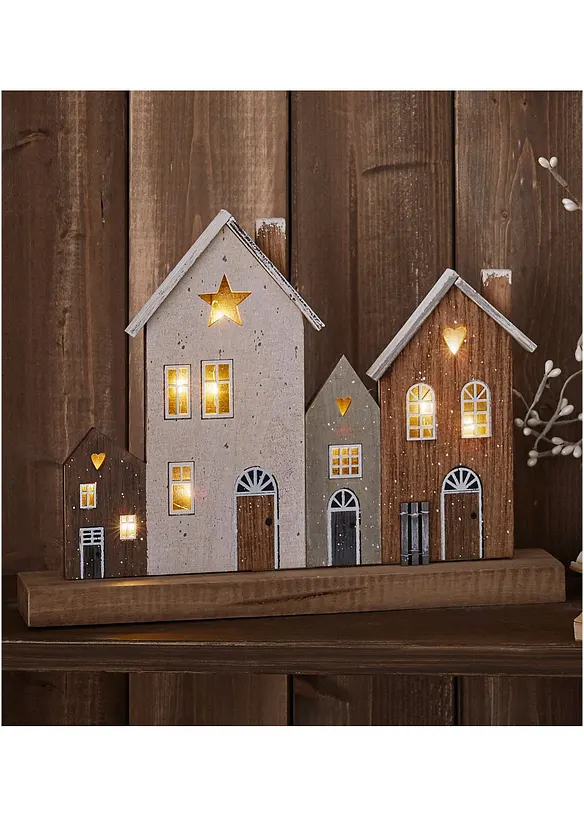 LED-Deko-Objekt Häuser in beige (Ambiente) - bonprix