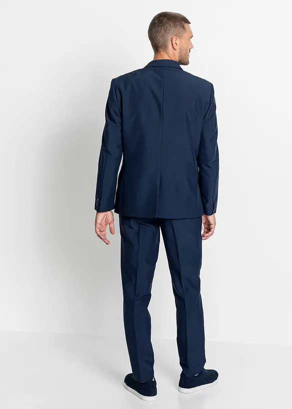 Anzug, Slim Fit (2-tlg.Set) in blau von hinten (Totalaufnahme) - bonprix