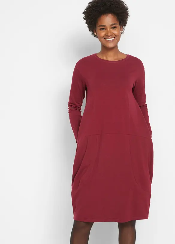 Jerseykleid in O-Shape in rot von vorne (Totalaufnahme) - bonprix