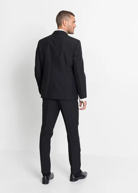 Anzug, Slim Fit (2-tlg.Set) in schwarz von hinten (Totalaufnahme) - bonprix