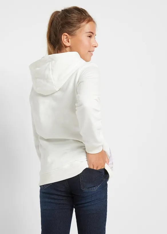 Hoodie aus reiner Bio-Baumwolle in weiß von hinten (im Anschnitt) - bonprix