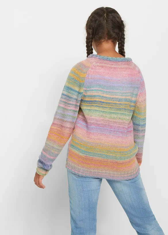 Grobstrick-Pullover in rosa von hinten (im Anschnitt) - bonprix