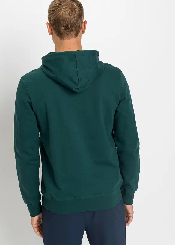 Hoodie aus reiner Baumwolle in grün von hinten (im Anschnitt) - bonprix