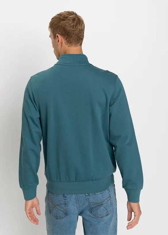Sweatshirt mit Troyerkragen in petrol von hinten (im Anschnitt) - bonprix