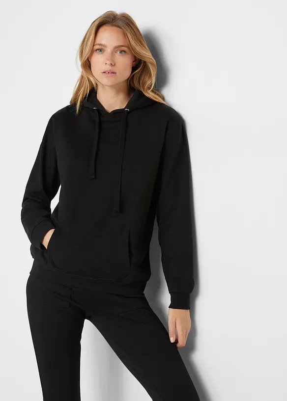 Hoodie in schwarz von vorne (im Anschnitt) - bonprix Hoodie in schwarz von vorne (im Anschnitt) - bonprix