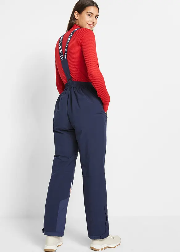 Ski Funktions-Thermohose mit abnehmbaren Trägern, wasserdicht in blau von hinten - bonprix