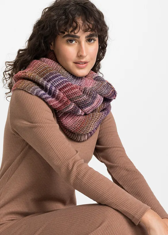 Loop Schal mit Effektgarn in rosa von vorne (im Anschnitt) - bonprix