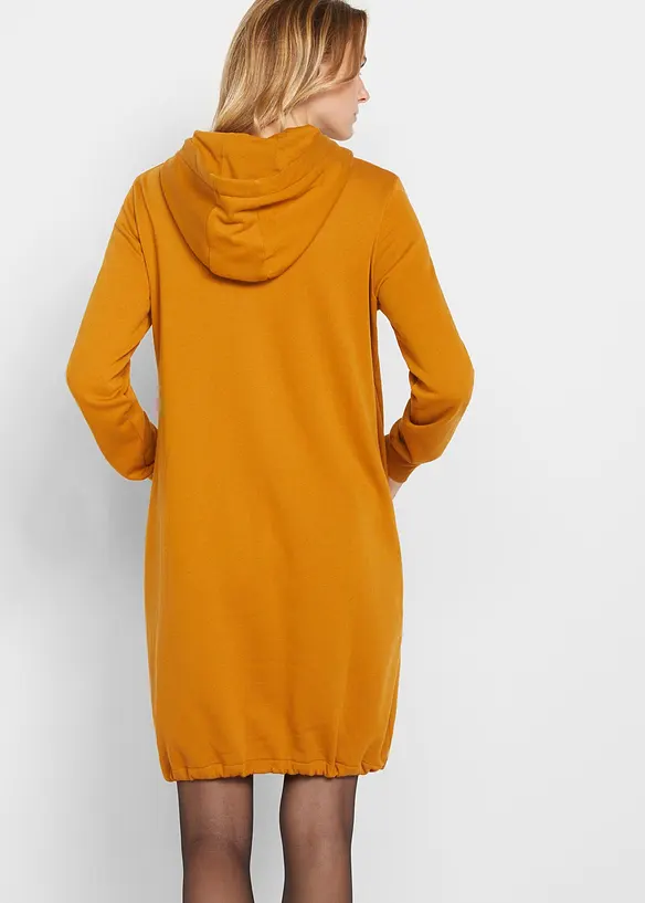Sweatkleid aus Baumwoll-Mix in braun von hinten (Totalaufnahme) - bonprix