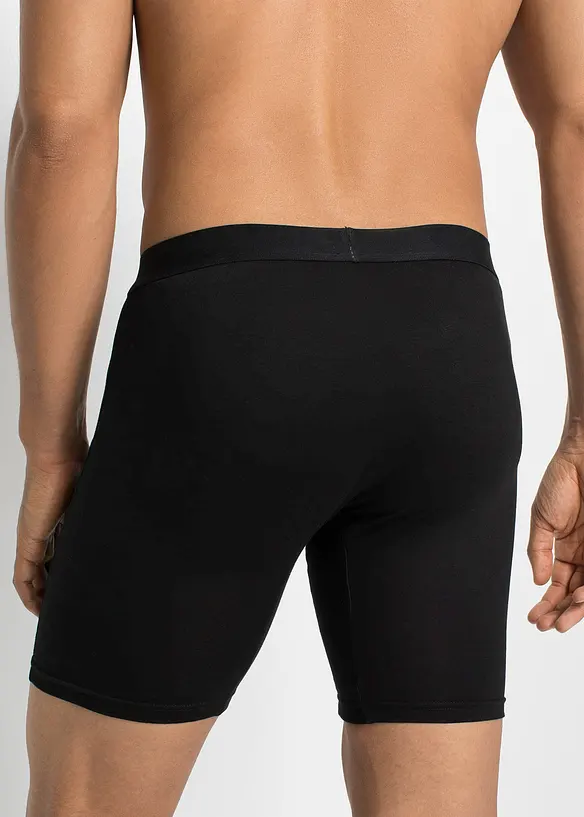 Lange Boxershorts eng mit Baumwolle (7er Pack) in schwarz von hinten - bonprix