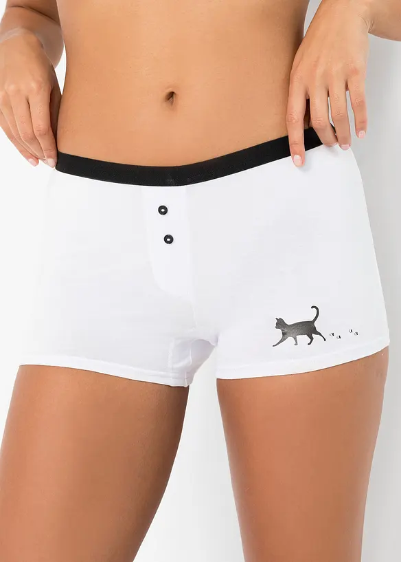 Damen Boxer mit weicher Baumwolle (4er Pack) in schwarz von vorne - bonprix