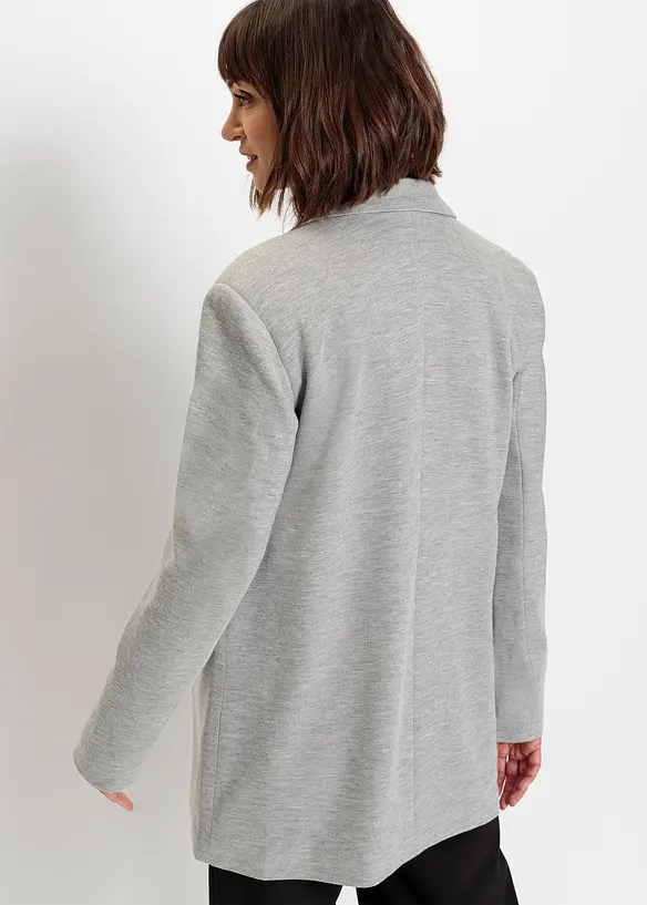 Langer Jersey-Blazer mit Taschen aus Viskose-Mix in grau von hinten (im Anschnitt) - bonprix