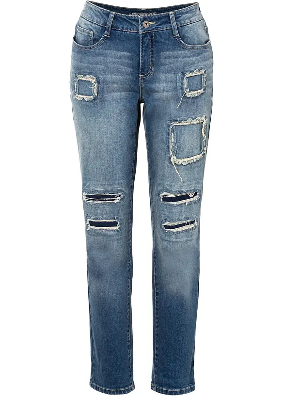 Boyfriend Jeans Mid Waist in blau von vorne - bonprix Boyfriend Jeans Mid Waist in blau von vorne - bonprix