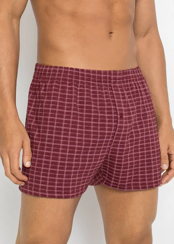 Lockere Jersey Boxershorts aus Baumwolle (3er Pack) in rot von vorne - bonprix
