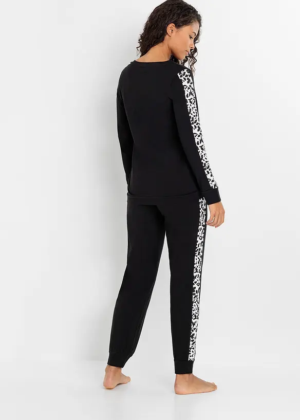 Pyjama aus reiner Bio-Baumwolle in schwarz von hinten (Totalaufnahme) - bonprix