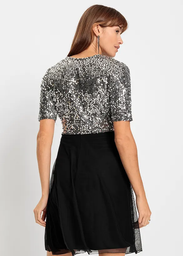 Minikleid in silber von hinten (Totalaufnahme) - bonprix