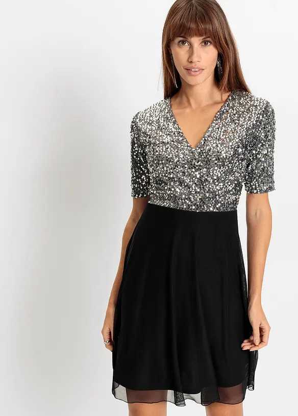 Minikleid in silber von vorne (Totalaufnahme) - bonprix